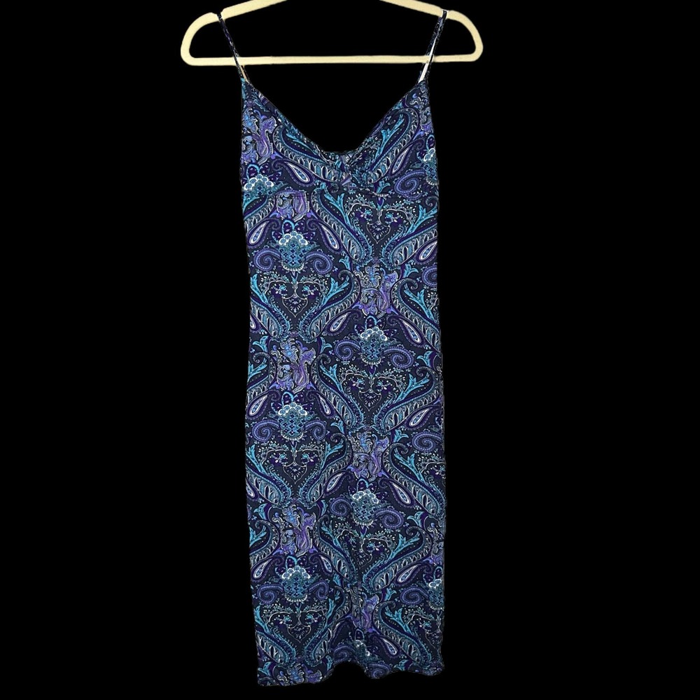 Elegant Blue and Purple Midi Dress